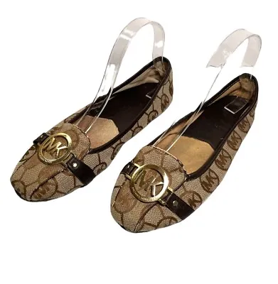 Michael Kors Fulton Women’s Size 7.5M Snakeskin Print Leather Brown Ballet Flats • $20.50