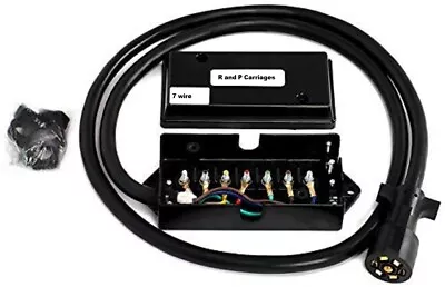 7 Way Plug Inline Pre-Wired Trailer BLACK Cord W/Junction Box 6 Ft Wiring Cable • $31.99