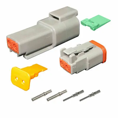 2 Pin Deutsch DT04-2S DT06-2S Waterproof Connector Kit - Solid Contacts • $6.99