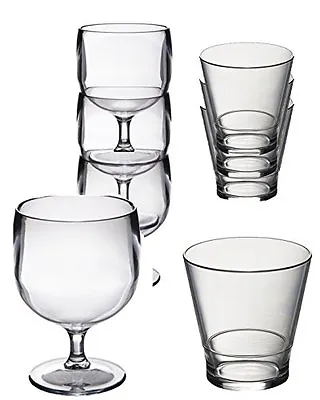 $42.98 • Buy Polycarbonate Plastic Unbreakable Reusable Stacking Wine And Whisky Glasses