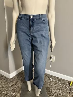 Venezia Lane Bryant Straight Leg 5-pocket Stretch Blue Mid Rise Cropped Jeans 14 • $29.99