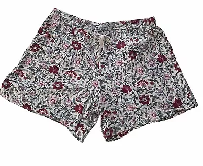 J Jill XL Pull On Shorts Drawstring Pockets Floral • $20.97