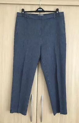 Marks And Spencer CLASSIC Lightweight Navy Striped Trousers Size 18M • £4.99