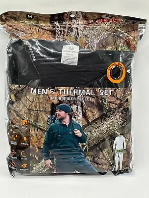New Mossy Oak Men's Thermal Set Top & Bottom  Microfiber Fleece Polyester Black • $19.99