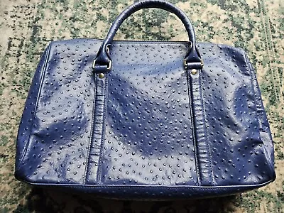 Edina Ronay Electric Blue Leather Ostrich Effect Tote Bag • £45