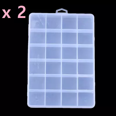 £4.95 • Buy X2 Plastic Storage Box Case 24 Section Bead Jewellery Craft Nail/Screw Container