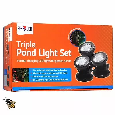 Underwater Pond Lights 3 LED Spot Light Sensor Colour Changing Garden Lights • £39.99