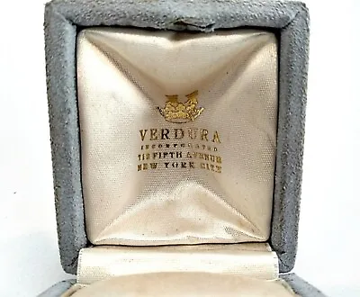 Vintage VERDURA Jewelry Presentation Box Grey W/Gold & Silk • $54
