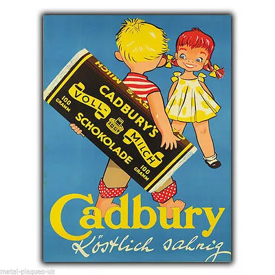 CADBURY GERMAN METAL SIGN WALL PLAQUE PRINT Retro Vintage Poster Advert 1920's • £4.45