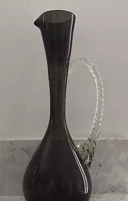 Vintage Empoli Art Glass Jug Pitcher Vase In A Smokey Colour • £12