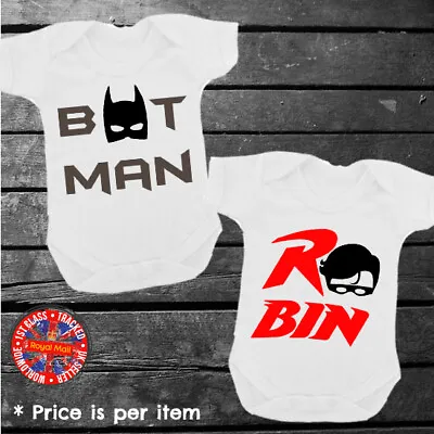 £8.99 • Buy Batman Robin Matching Babygrow Romper Set Gift Boys Girls Unisex *Price Per Item