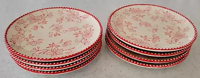 Set Of 4 Temptations Red Floral Lace 6  Bread/ Butter Plates (8 Total Available) • $29.99