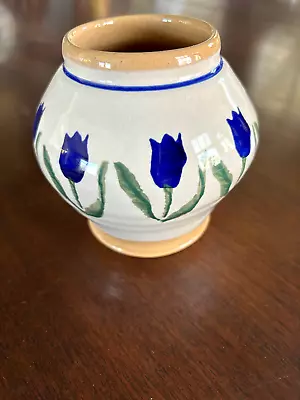 Vintage NICHOLAS MOSSE CERAMIC BLUE TULIPS VASE IRISH POTTERY Made In Ireland • $30