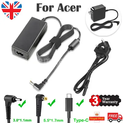 AC Adapter Charger For Acer ChromeBook Aspire One TravelMate Iconia Power Supply • £11.49