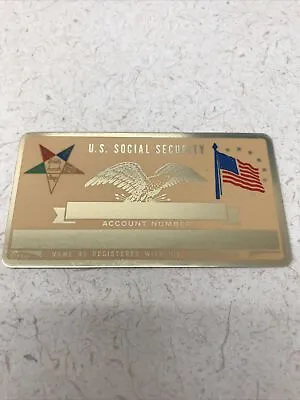 New Vintage SSN Social Security Card Metal USA Freemason Blazing Star Lodge • $5.92
