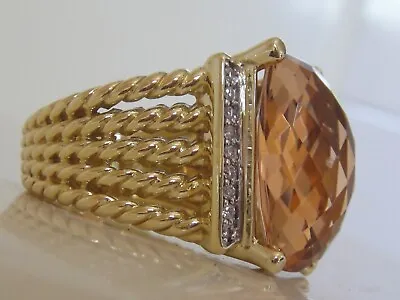 David Yurman 18k Gold Large Wheaton Morganite Diamond Ring • $4499.99