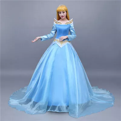 Sleeping Beauty Aurora Disney Cosplay Costume Evening Ball Long Blue Dress • $180