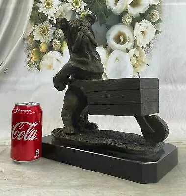 Bronze Sculpture Handcrafted Vase Planter Bulldog Pet Animal Lover Figure Sale • $234.50