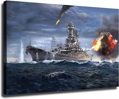 Military Warships Yamato Battleship Naval Battle Poster Decorative Painting • $28.90