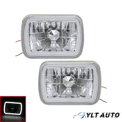 7x6 Inch White LED Halo Diamond Cut Semi Sealed Glass Lens Headlights H6054 • $39.98