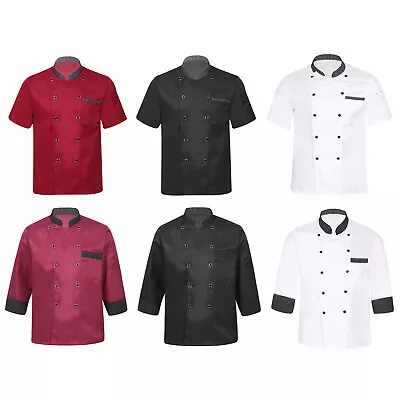 Men's Unisex Chef Coat Restaurant Kitchen Chef Jacket Work-wear Cook Uniform • $6.50