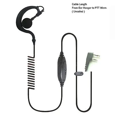 Earpiece For Icom IC-F12 IC-F22IC-F33 Ear Hanger Single Wire With Inline PTT  • £14.99