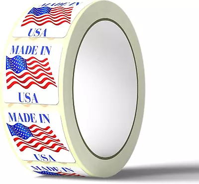 1000 Pcs Made In USA American Flag Stickers Vinyl Decal Sticker Roll 1x1 Inch • $17.80