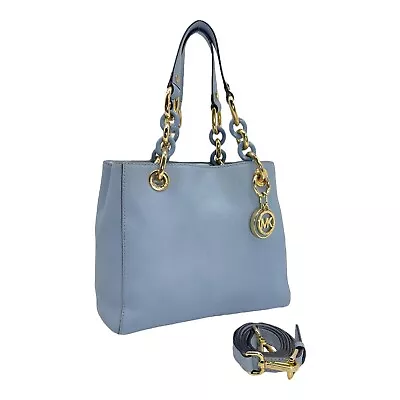 MICHAEL KORS Saffiano Leather CYNTHIA Satchel Convertible Crossbody BLUE • $124.99