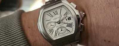 Cartier Roadster XL Chronograph Auto Silver Dial 3405 Stainless Steel Watch • $4100