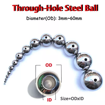 Solid Stainless Steel Bearing Balls Outer Dia 3mm-60mm Through-Hole 1.1mm-6mm • $3.48