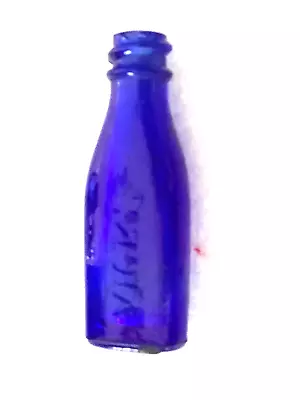 VICKS DROPS EMBOSSED COBALT BLUE GLASS Almost 2” SAMPLE MEDICINE BOTTLE Vintage • $9.99