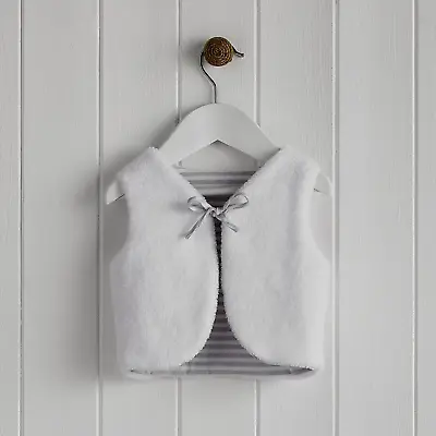 The Little White Company Reversible Faux Fur Gilet White 12 - 18m TD031 DD 08 • £17.99