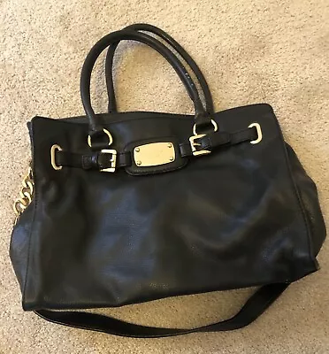 Michael Kors Hamilton Purse Satchel Bag With Gold Chain - Black • $16