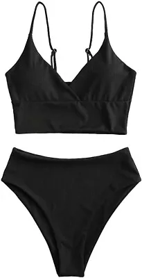 NEW ZAFUL Women's  Sz 2XL BLACK 2 PC High Waisted Bathing Suit • $17.99