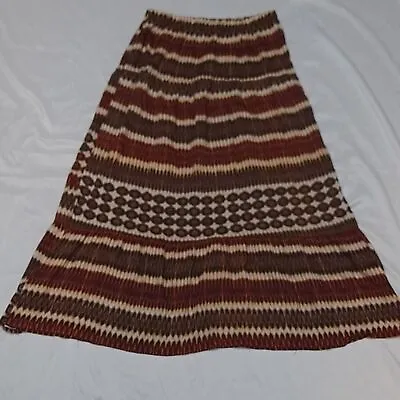 Elementz Bohemian Print Pull On Earthtone Peasant Flowy Autumn Fall Maxi Skirt • $20