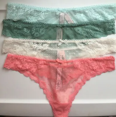 Victorias Secret DA Floral Lace Polka Dots Thong Panties Size L Multi-Colors NWT • $22.21