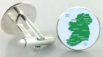 Pair Ireland Map Cufflinks Shirt Northern Southern Eire Cities Dress Irish • £3.95