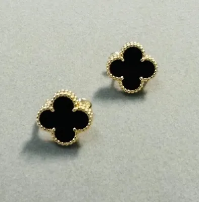 Van Cleef & Arpels Vintage Alhambra Earrings 18K Yellow Gold Onyx (Black) • $3850