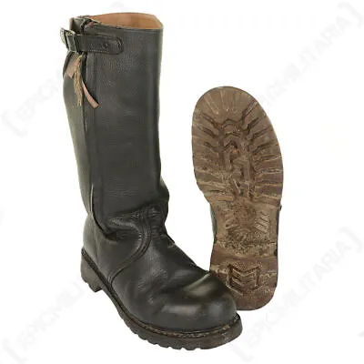 Original German Bundesmarine Leather Fleece Lined Zipped Jackboots With Buckles • $336.55