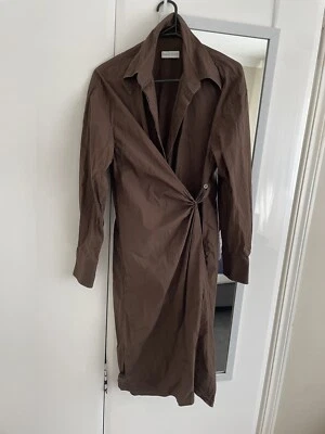 $120 • Buy Scanlan Theodore Brown Cotton Wrap Dress Sz 6 8 Rrp$659