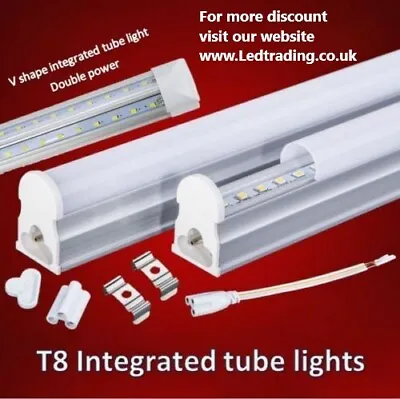 LED Batten LightT8 Integrated Tube (1234)ft Ceiling Light Complete Fitting • £8.99