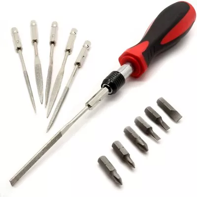£12.21 • Buy QUALITY DIAMOND NEEDLE FILE & BIT SET Soft Rubber Grip Metal Work Jewellery Tool