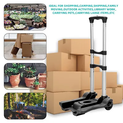 Portable Cart Folding Dolly Push Truck Hand Collapsible Trolley Luggage Trolley • £13.99