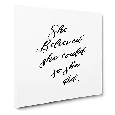 £22.95 • Buy She Believed She Could Typography Quote Canvas Print Wall Art Framed Large