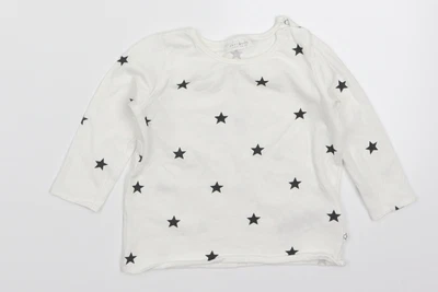£4 • Buy NEXT Baby White Geometric Cotton Basic T-Shirt Size 3-6 Months Roll Neck Button 