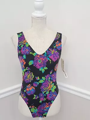 VTG'80s Floral PSYCHEDELIC DANCE AEROBICS LEOTARD WOMEN'S SMALL /Cotton Blend  • $39.99