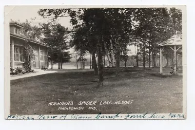 1919 RPPC Postcard Showing Koerner's Spider Lake Resort Manitowish Wisconsin • $15.99