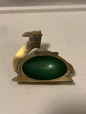 Vintage Israel Hakuli Camel Brass & Green Enamel Ashtray MCM • $19.99