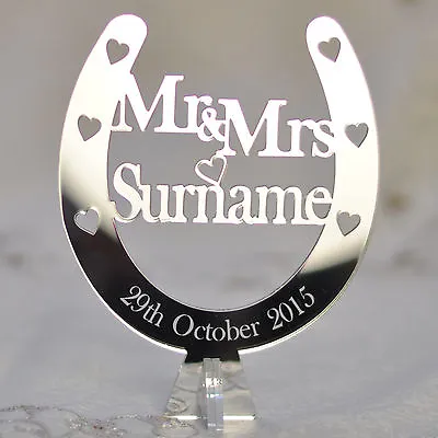 Personalised Wedding Top Table Mr & Mrs Decoration Horseshoe Centrepiece Gift • £15.99