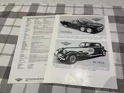 Vintage Panther Automobiles Marketing Flyers • $17